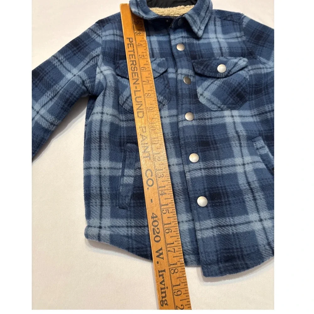 Weatherproof Kids Blue Plaid Sherpa Lined Fleece Shirt Jacket Shacket 4/5